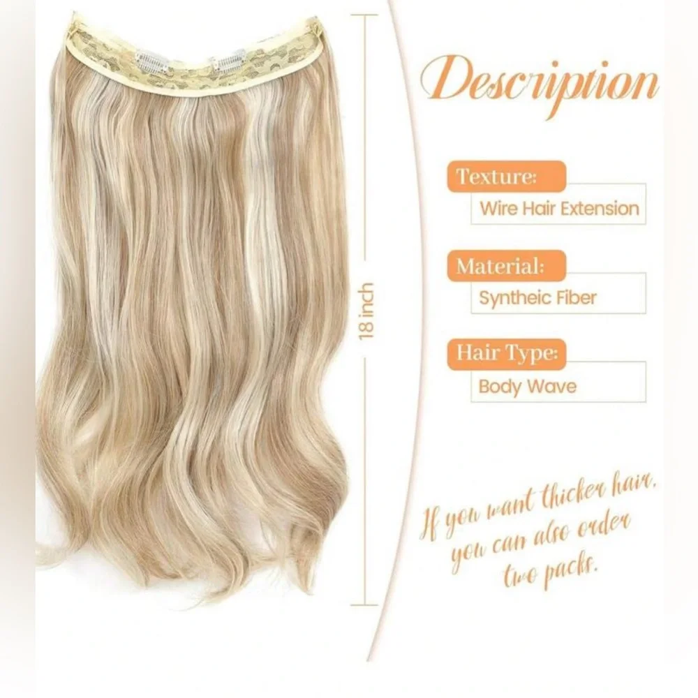 Luxury Halo Clip-In Hair Extensions – Seamless Invisible Wire, Natural Blonde